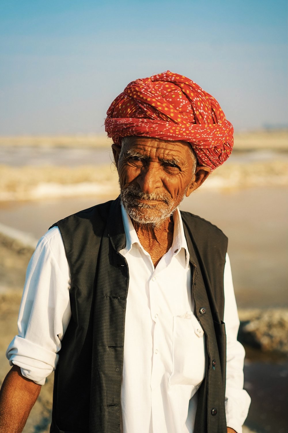 Portrait of a man in a red turban, India